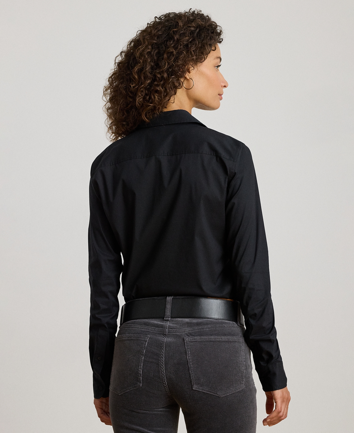 Ralph Lauren Petite Classic Fit Point Collar Shirt In Black