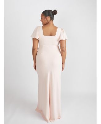 Women's Square Neck Crepe Bridesmaid Dress