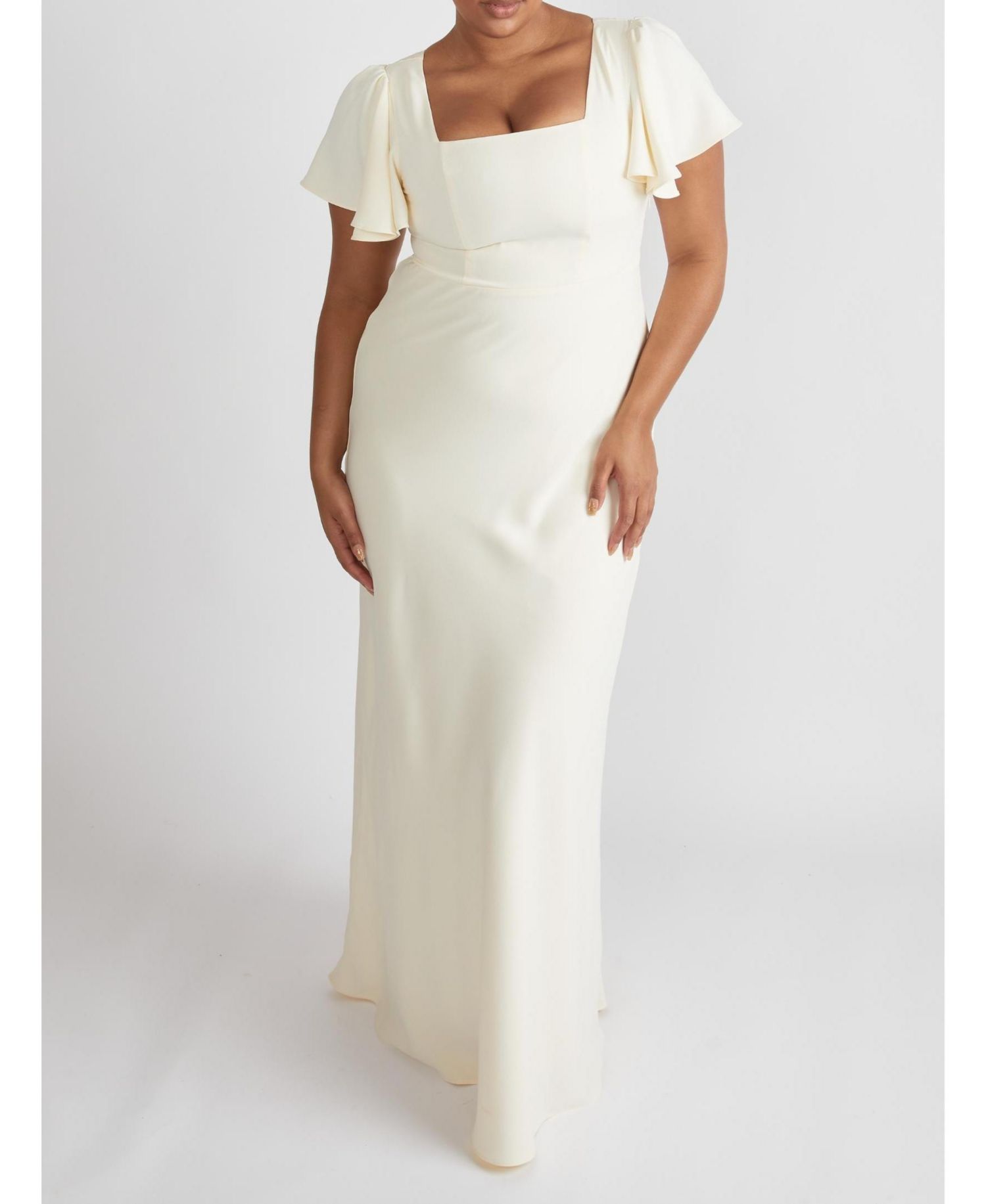 Women's Square Neck Crepe Bridesmaid Dress