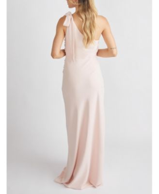Women's Bow One Shoulder Crepe Bridesmaid Dress