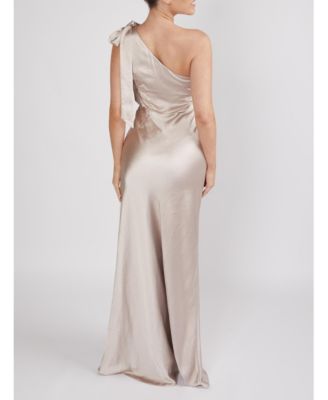 Women's Bow One Shoulder Satin Bridesmaid Dress