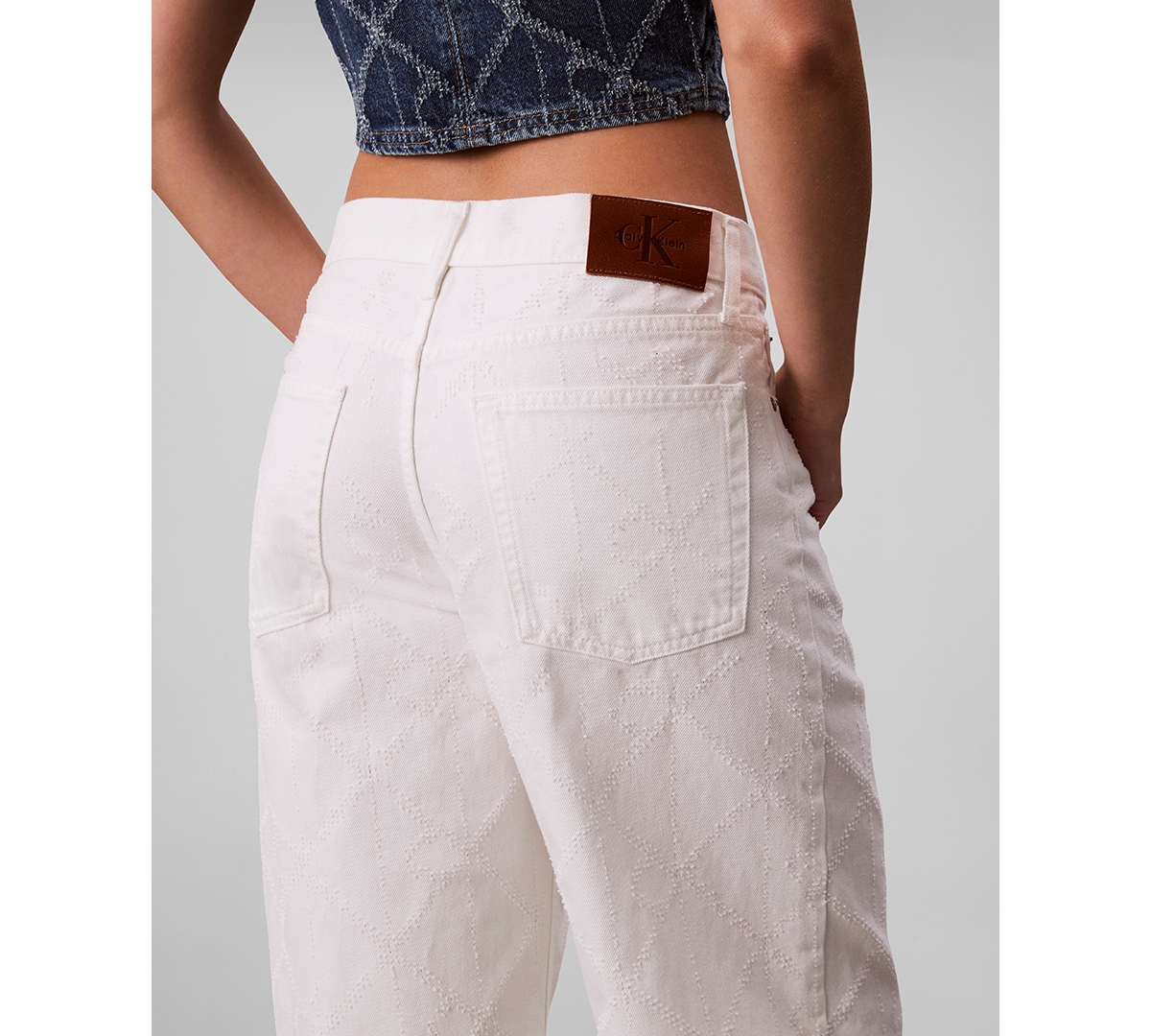 Calvin Klein Jeans Est.1978 Calvin Klein Women's Allover Monogram Low Rise Baggy Jeans In Pink