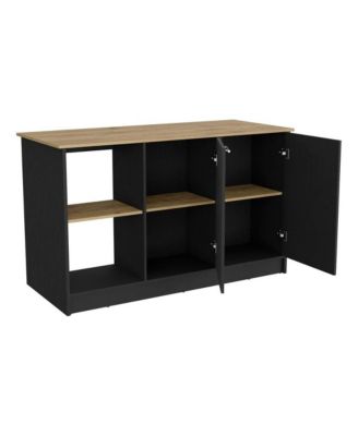 59"W Manufactured Wood Open Shelves, Double-Door Cabinet Padua Kitchen Island