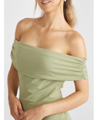 Women's Bardot Gathered Crepe Bridesmaid Dress