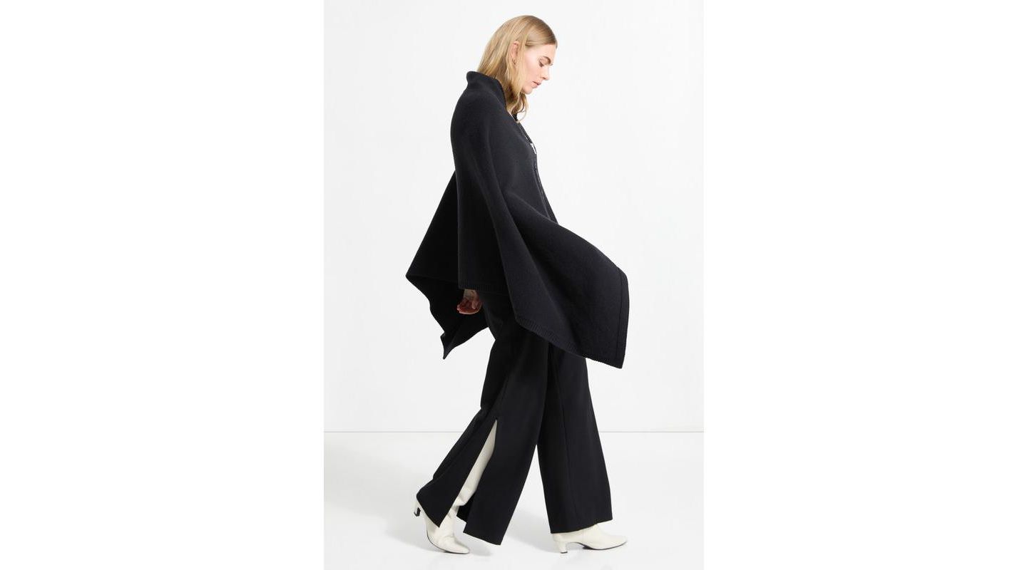 Женская накидка Marcella Mika Italian Merino Wool Asymmetric-Hem Knit Cape with Zip, цвет: Чёрный — фото 6