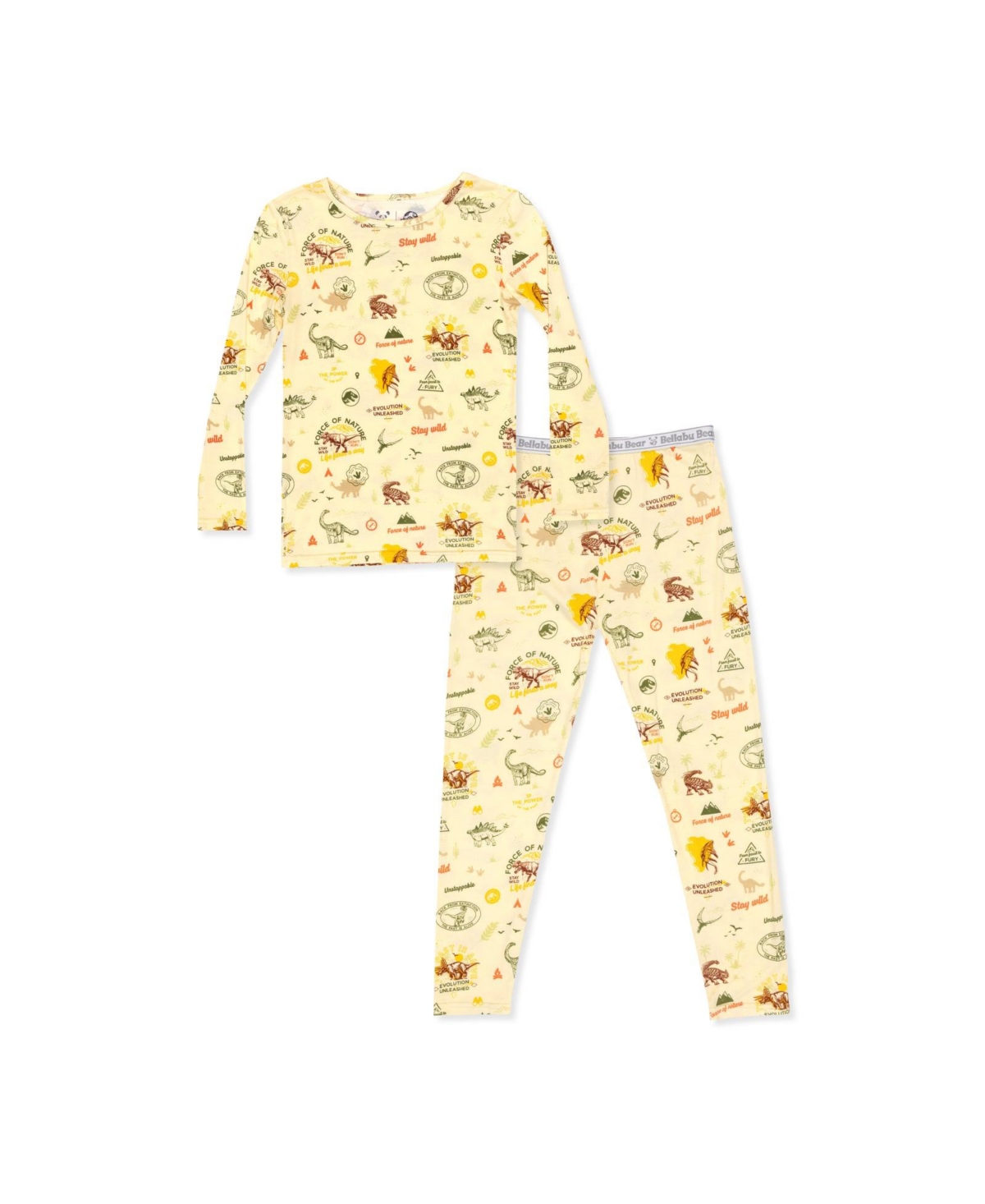 Bellabu Bear Kids' Jurassic Park Origins Set Of 2 Piece Pajamas In Yellow