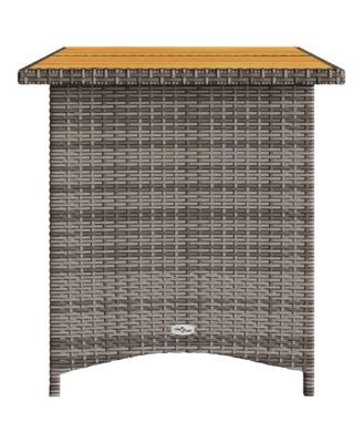 Garden Table Grey PE rattan, powder-coated steel, solid acacia wood