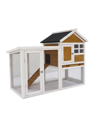 Outdoor Yellow Wood Pet House with a Deeper Pull Out Tray  for Small Animals