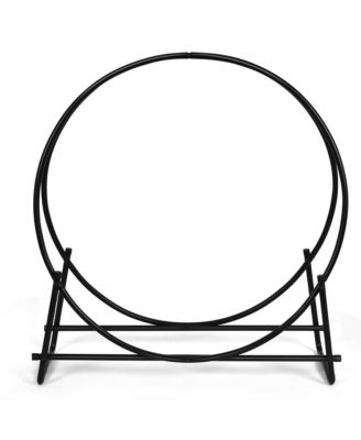 40-Inch Tubular Steel Log Hoop Firewood Storage Rack Holder Round Display