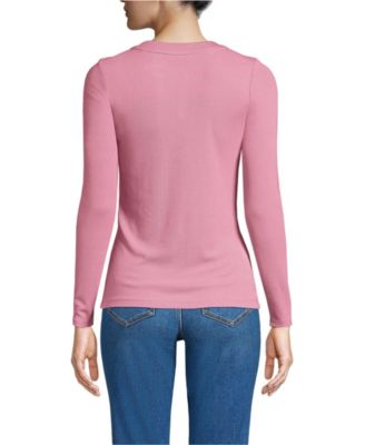 Women's Drapey Rib Fitted Long Sleeve Henley T-Shirt