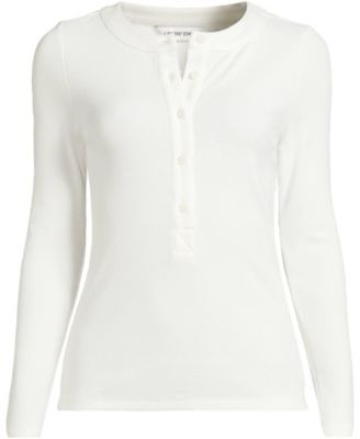 Women's Drapey Rib Fitted Long Sleeve Henley T-Shirt