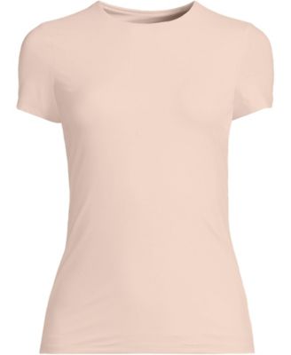 Women's Short Sleeve Tugless Double Layer Crew Neck Knit Top