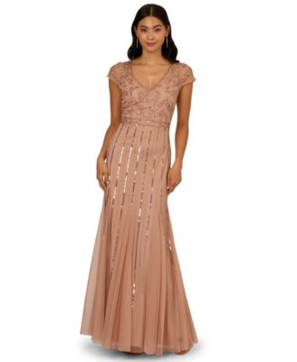 Adrianna Papell - Women's Embellished V-Neck Godet Gown