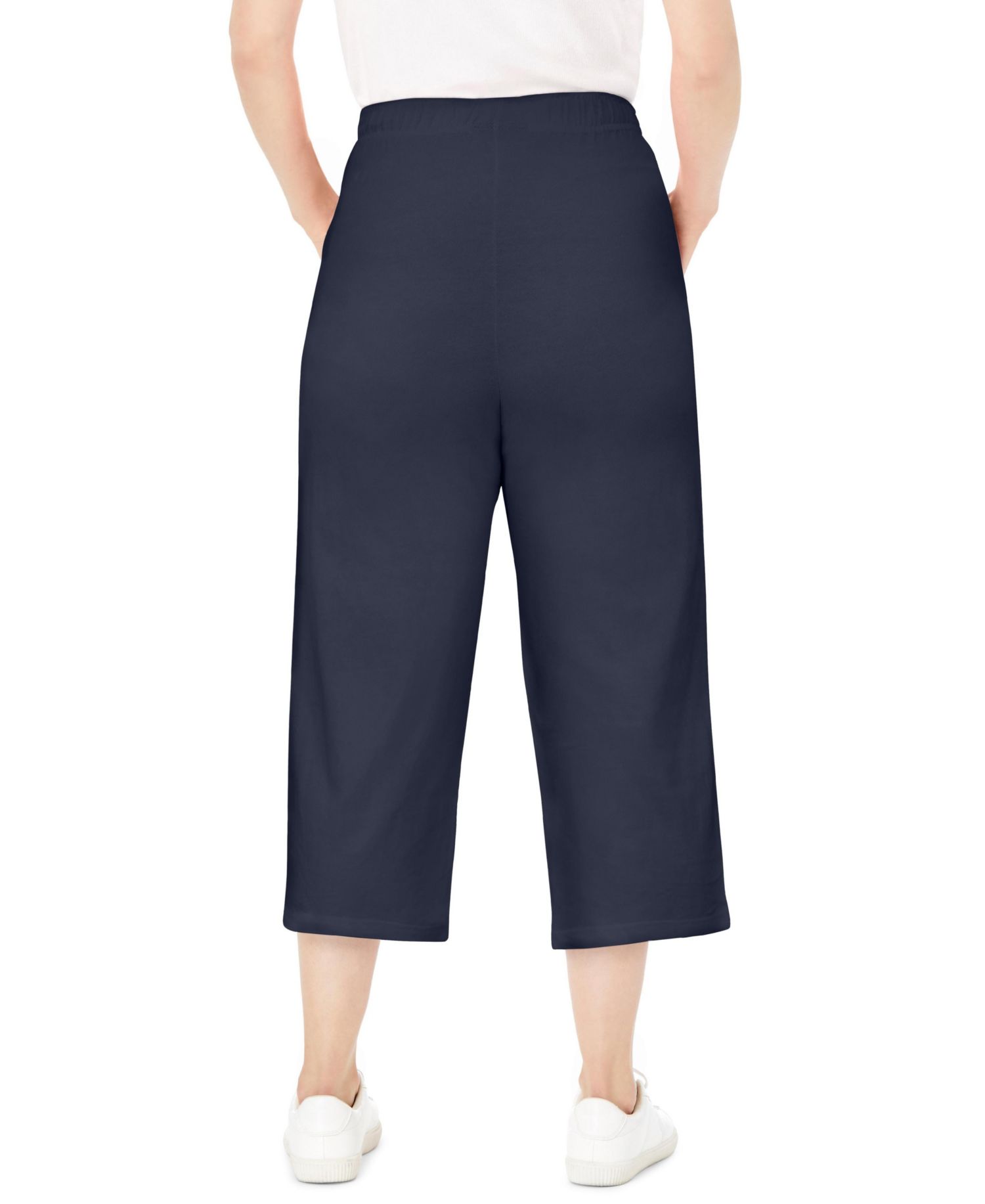 Women's Plus Size Side-Stripe Cotton French Terry Capri