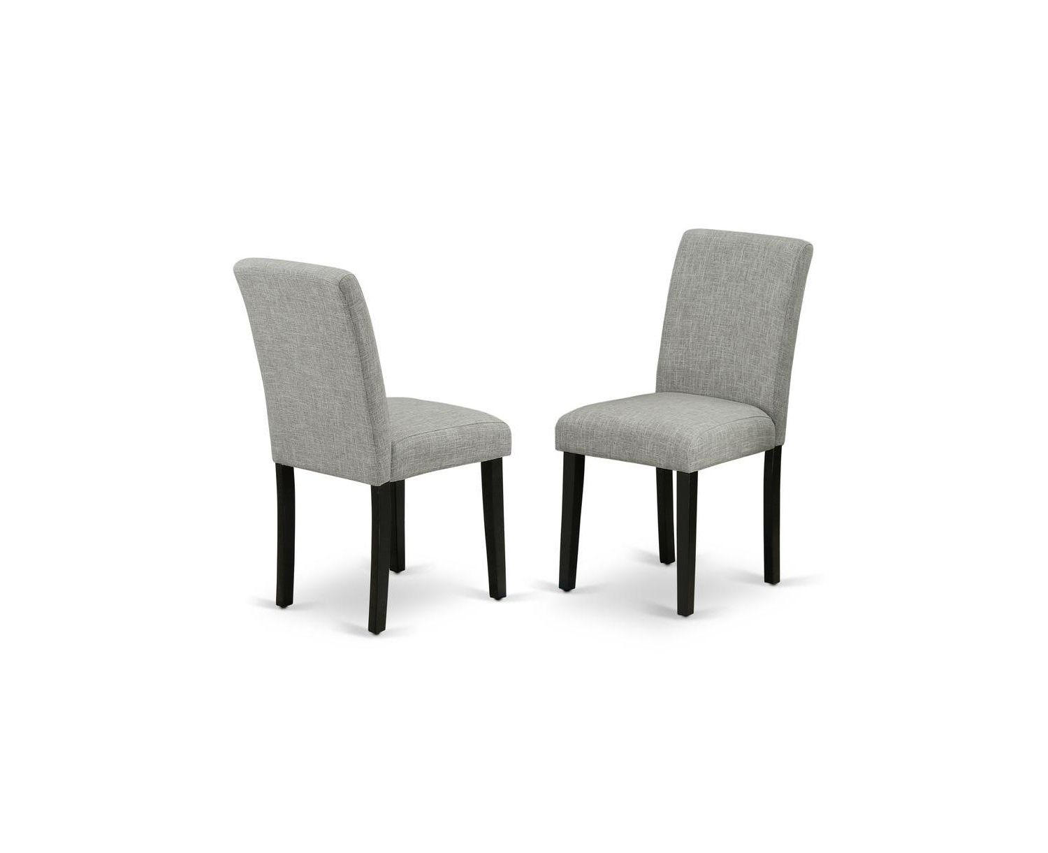 7-Pc Rubberwood Cement Table Top Shitake Linen Upholstery High Chair Back Rectangular Dining Set