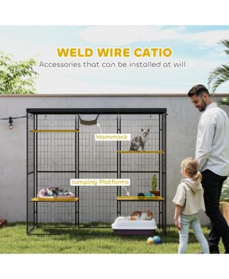 Weld Wire Catio Outdoor Indoor w/ Waterproof Cover, for 1-3 Kittens