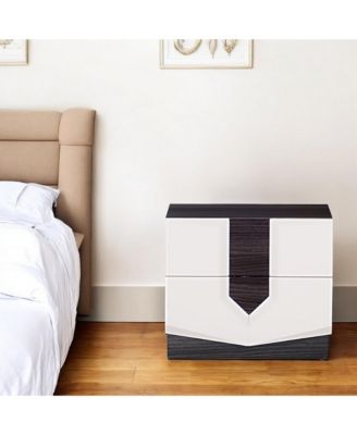 Wooden Two-Drawer Nightstand with Elegant Storage