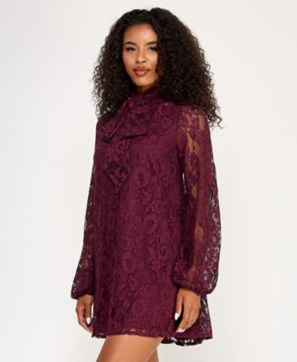 Juniors' Embroidered Lace Dress