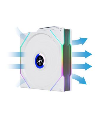 UNI FAN TL Wireless 1.6" LCD 120mm ARGB Case Fan with Controller, White, 3-Pack