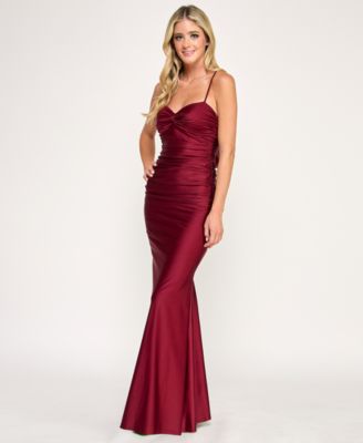 Juniors' Twist Front Tie Back Long Dress