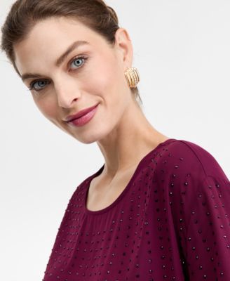 Women's Embellished Short-Sleeve Top, Macy's Exclusive