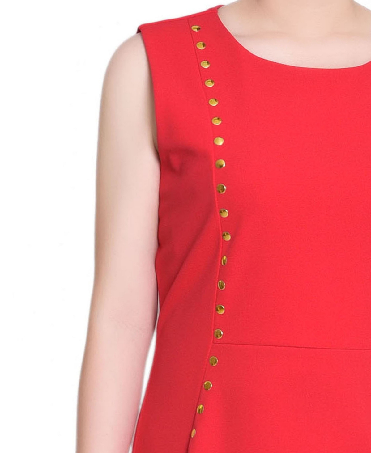 Ny Collection Petite Sleeveless Stud Front Dress In Red