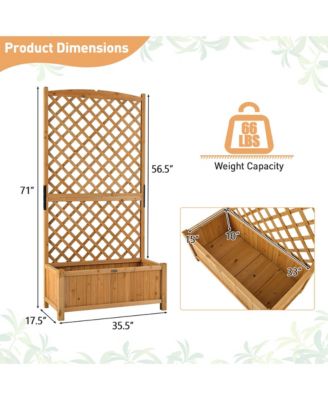 71'' Tall Raised Garden Bed Wooden Planter w/ Trellis for Flower Climbing Plant