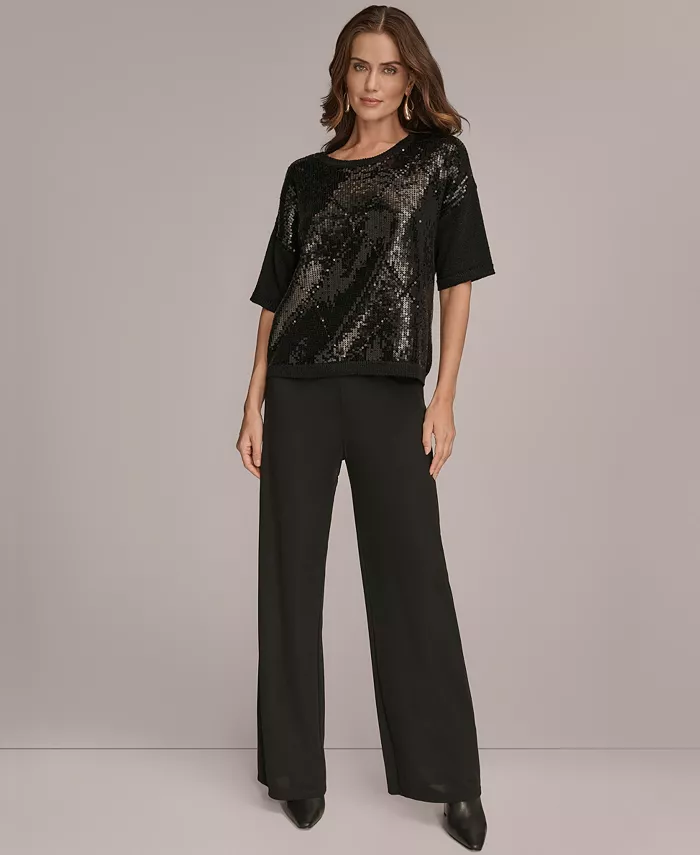 Women's Short Sleeve Sequin Sweater - thumbnail 5
