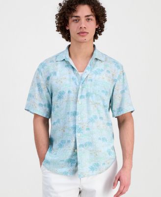Men's Sand Desert Pacific Time Linen-Blend Shirt