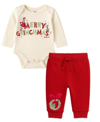 Baby Boys' Grinch Merry Grinchmas Long Sleeve Bodysuit and Pants, 2-Piece Set