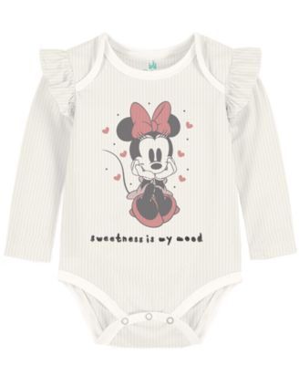Baby Girls' and Boys' Minnie Mouse Printed Bodysuits, 3-Pack Set