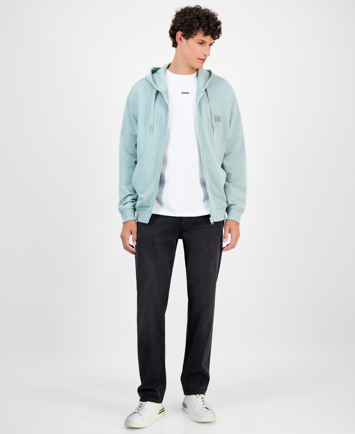 Hugo Boss Hugo By  Men's Delastomer Full Zip Hoodie In Blue