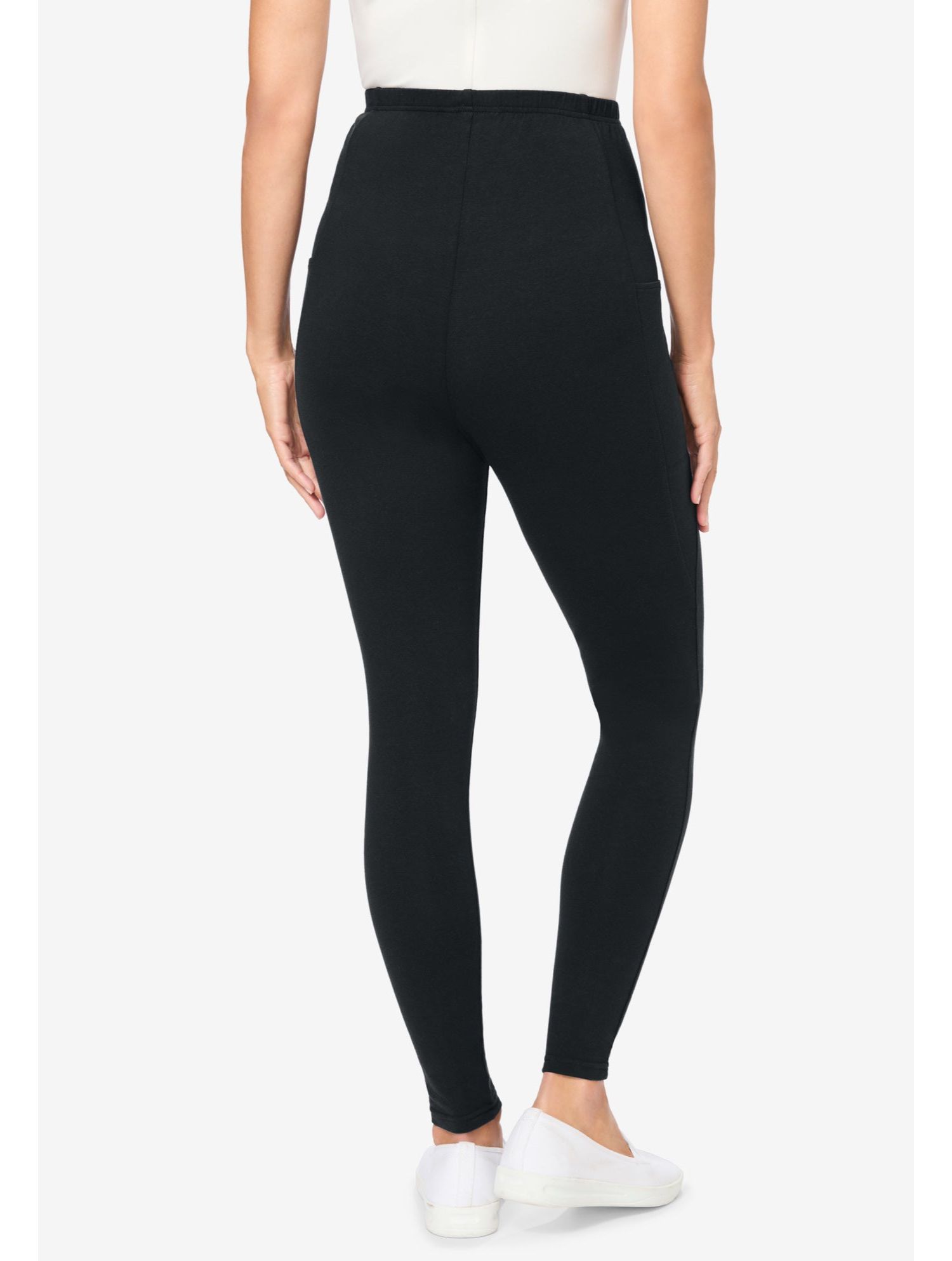 Women's Within Side Pocket Ankle-Length Pull-On Stretch Knit Cotton Spandex Leggings