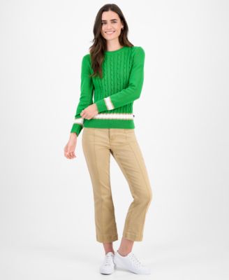 Women's Thick-Tipped Cable-Knit Crewneck Sweater