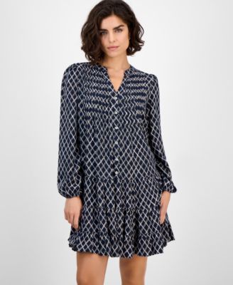 Women's Argyle Dot Tiered Dress