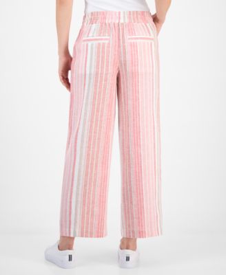 Women's Striped Mid-Rise Ankle Pants