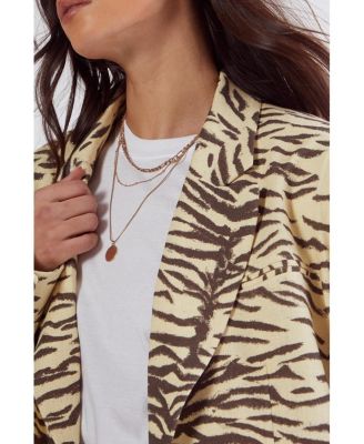 Women's Zebra Print Oversized Tailored Blazer