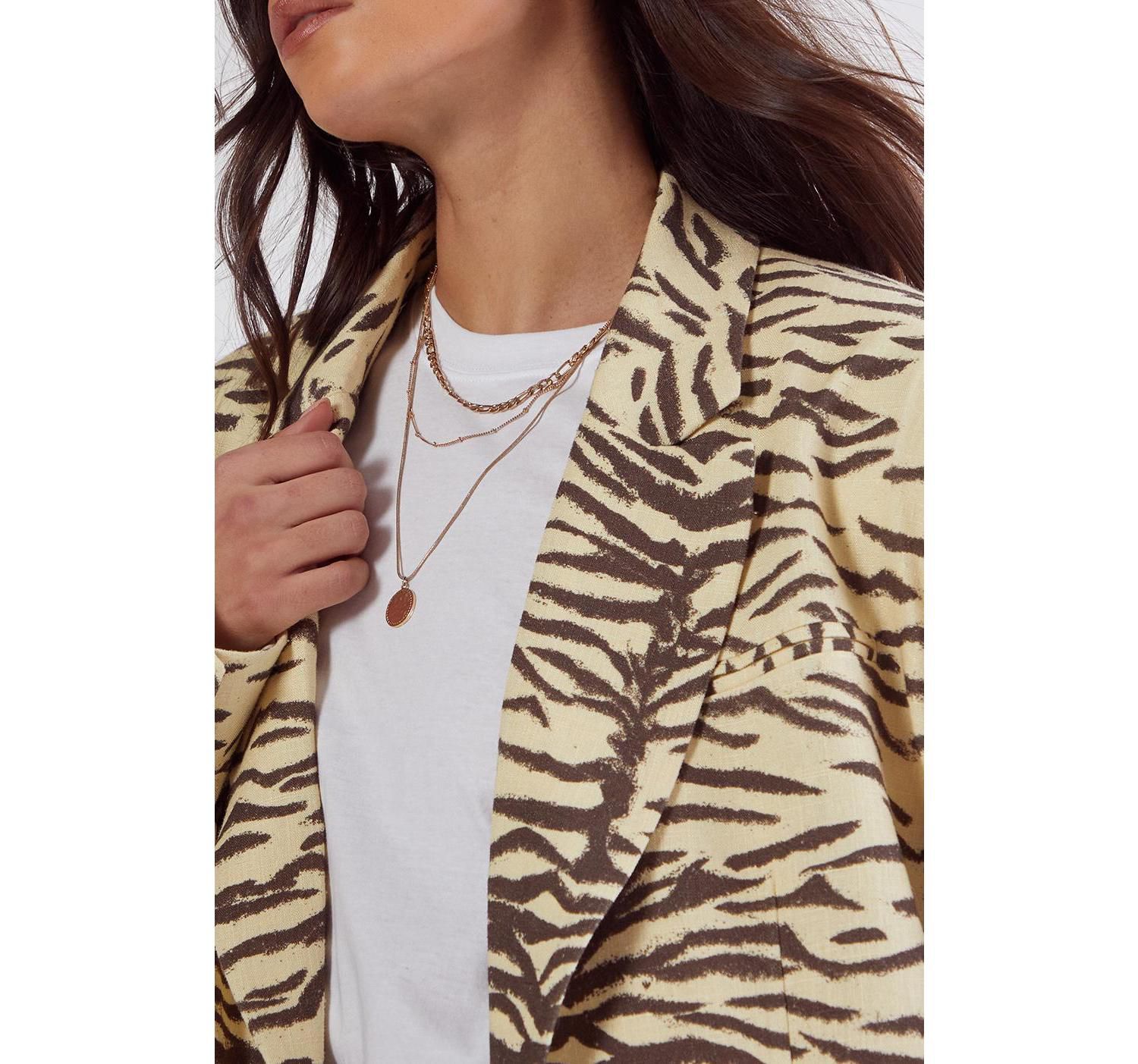Women's Zebra Print Oversized Tailored Blazer