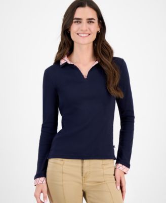 Nautica Jeans - Women's Double-Collar Long-Sleeve Top