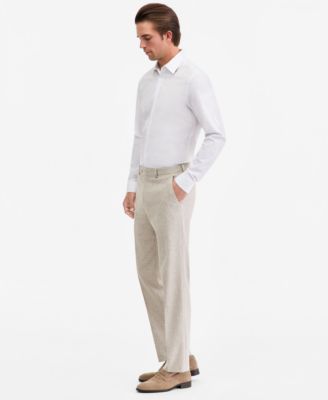 Men's Regular-Fit Tan Texture Suit Separate Pants