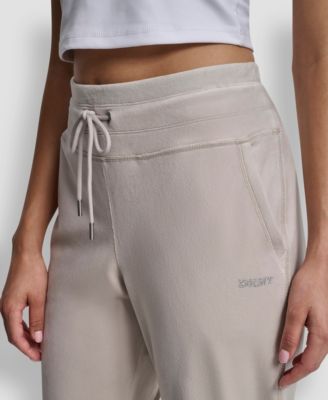 Women's Platinum Velour Rhinestone Logo Slim Fit Joggers