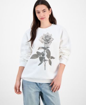 Love Tribe - Juniors' Rose Photo Graphic Sweatshirt