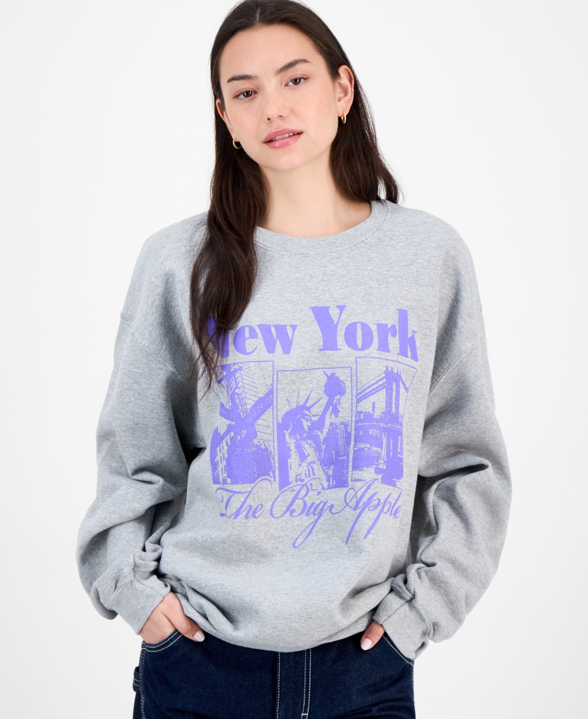 Love Tribe Juniors' New York City Graphic Sweatshirt In Gray