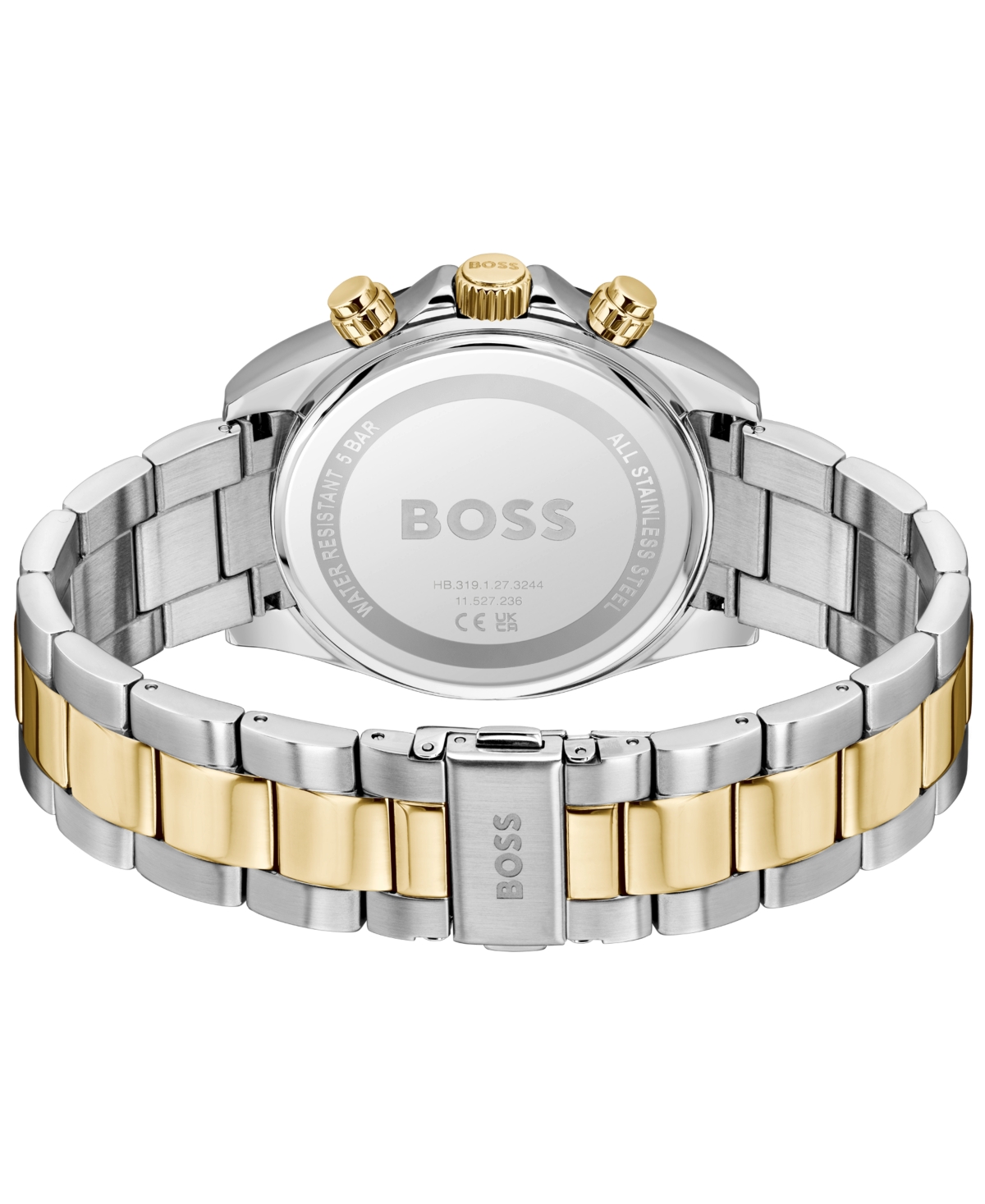 Hugo Boss Men's Hero 2.0 Quartz Fashion Chrono Two Tone Stainless Steel Watch, 44mm In Silver