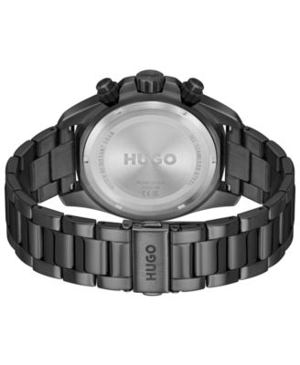 Men's Dive Quartz Multifunction Ionic Plated Black Steel Watch, 44mm
