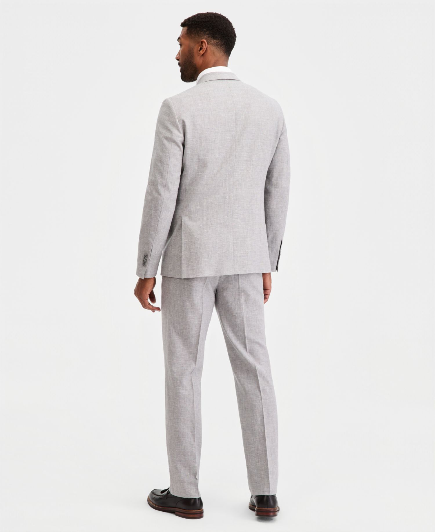 Men's Classic-Fit Light Gray Double Breasted Mini Houndstooth Suit Separates