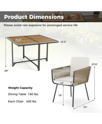 Set Of 5 Patio Dining Set Outdoor Rectangular Table & Chairs Furniture Set
