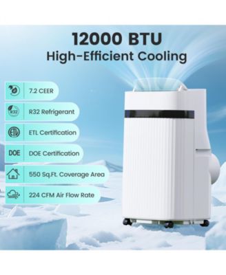 12000 BTU Portable Air Conditioner w/ Fan & Dehumidifier Sleep Mode 24H Timer