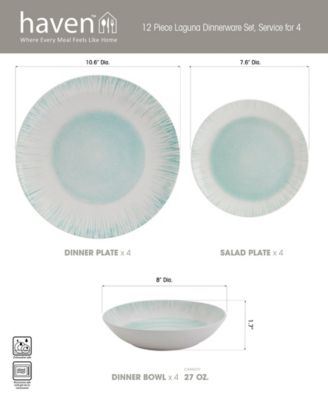 Laguna Aqua 12 Pc. Dinnerware Set, Service for 4