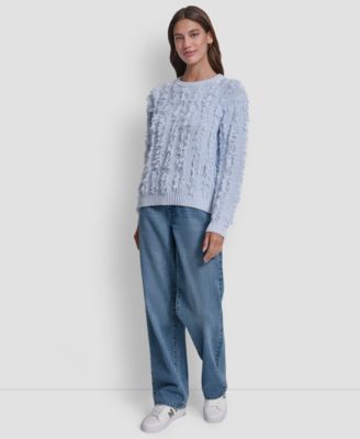Petite Fringe Crewneck Sweater
